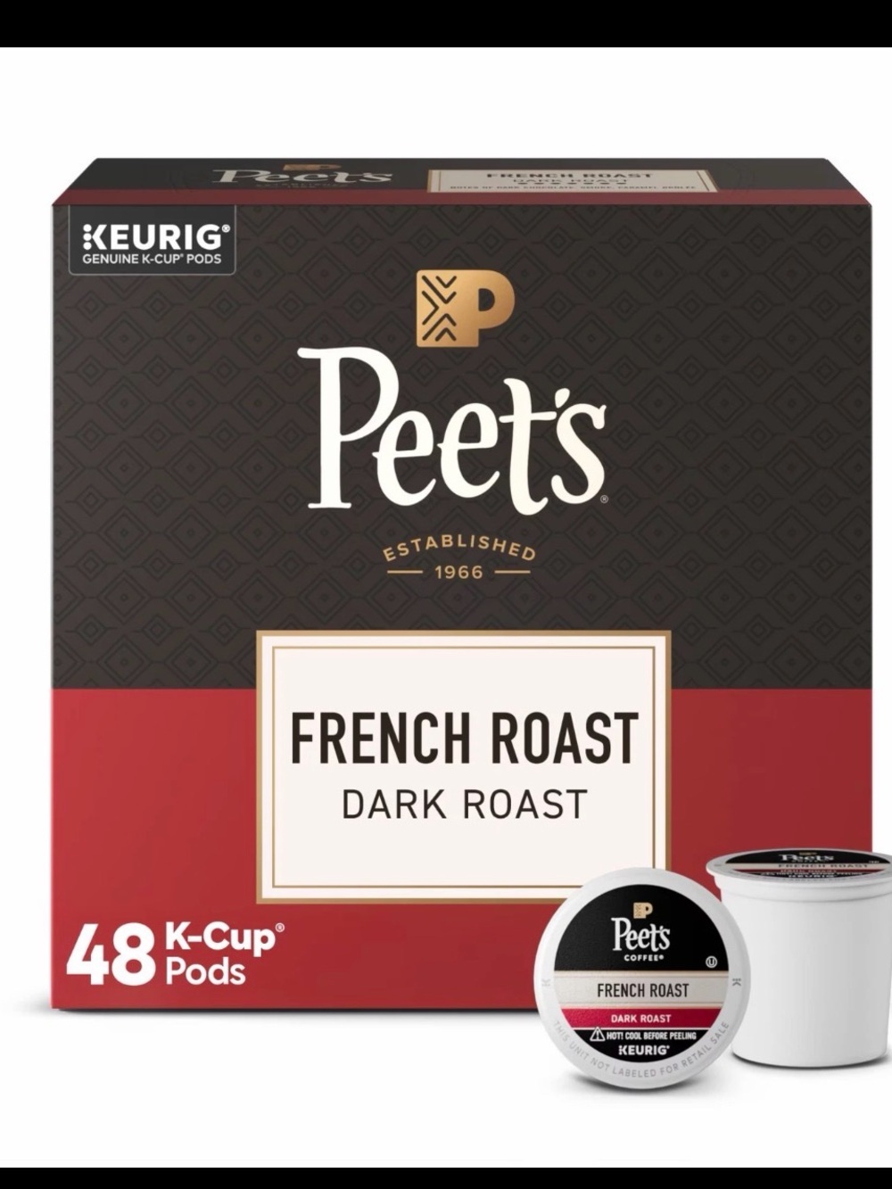 Peet's Coffee French Roast Premium Dark Roast Keurig K-Cup Coffee Pods, 48 Count